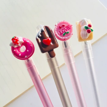 

2X Sweet Cake Donut Gel Pen Rollerball Pen School Office Supply Stationery 0.5mm Black Ink