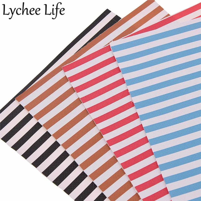 Lychee Life в полоску с принтом искусственная кожа ткань PU A4 21X15 см Ткань DIY Современная домашняя одежда текстиль швейная ткань аксессуары