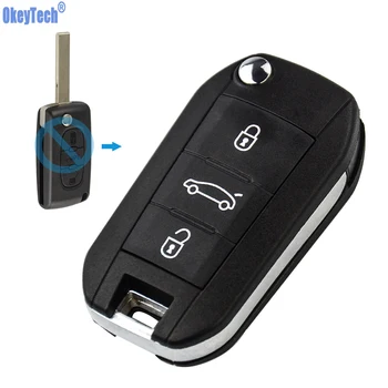 

OkeyTech Modified Flip Key Shell For Peugeot 308 508 Replacement 3 Buttons Blank Car Remote Key Case HU83 VA2 Blade