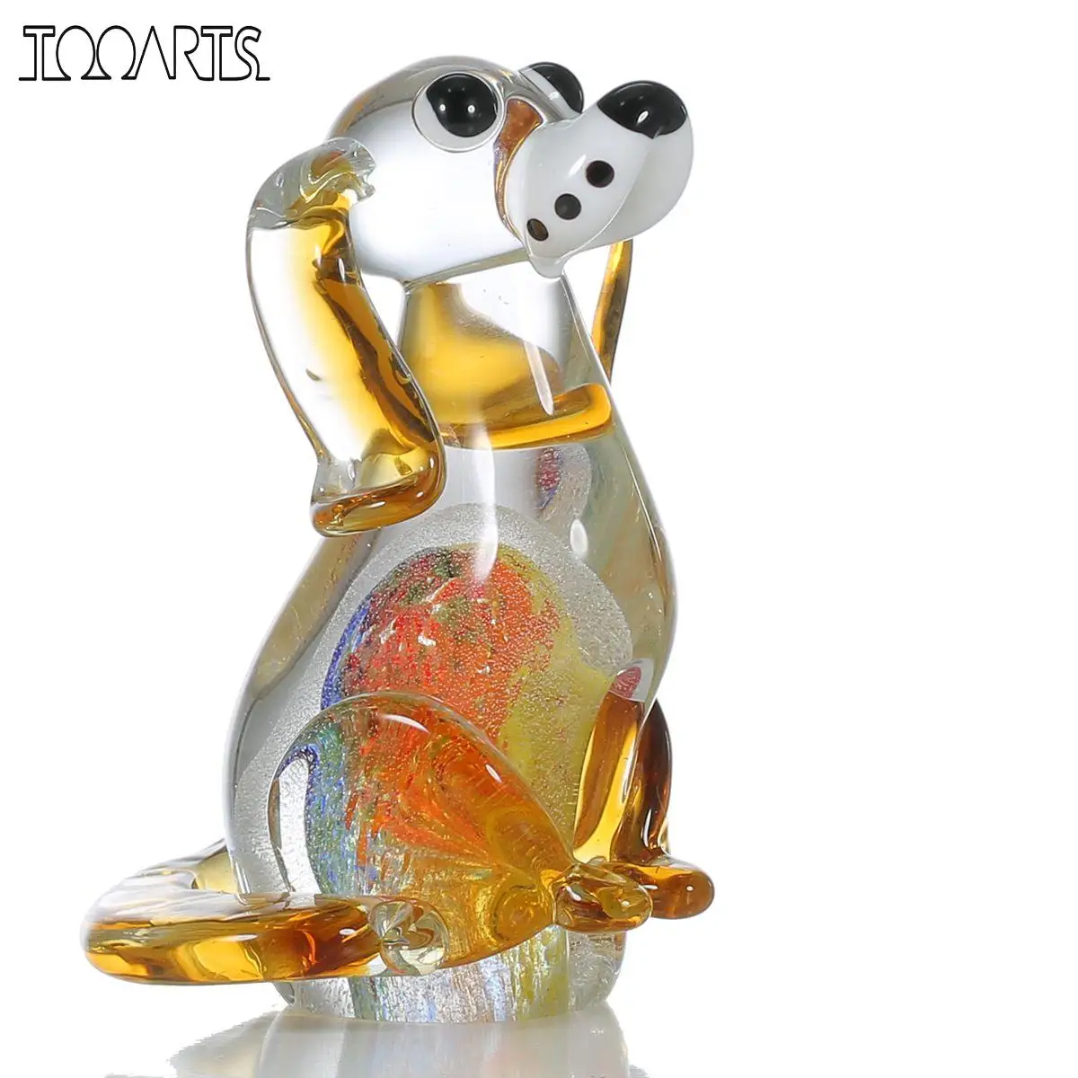 Tooarts Puppy Dog Glass Figurine Home Decor Animal Figurine Ornament
