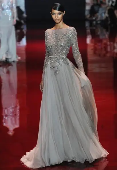 Appliques 2017 Evening Dress Beaded elie saab Sash Robe De Soiree Sheer  Neck Long Sleeves New Party Prom Dress|evening dress|party prom  dressevening dress beaded - AliExpress