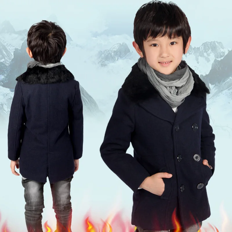 

Children's wear jacket 2018 new fashion boys and girls woolen coat children's big children's woolen coat suit collar collar coat