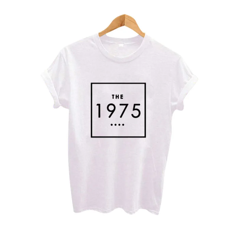 1975 إلكتروني طباعة تي أبيض وأسود سيدة قمم س الرقبة قصيرة الأكمام تي شيرت القطن camisetas موهير