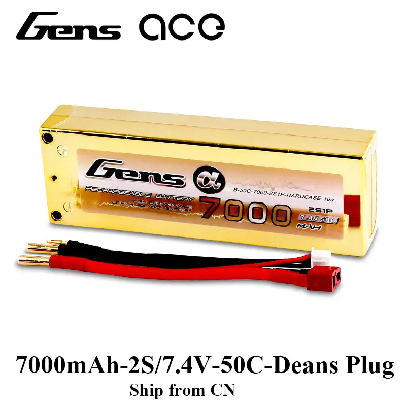 

Gens ace Lipo Battery 2S 7000mAh Lipo 7.4V Battery Pack 4.0mm Bullet to Deans for Traxxas Slash Emaxx 1/8 1/10 RC Car