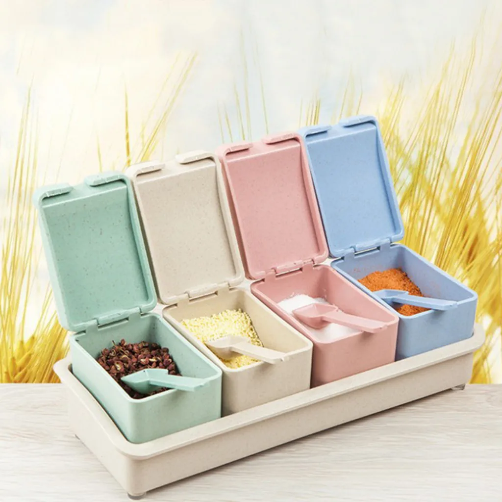 

Seasoning Rack Spice Pots Box salt Storage Container Condiment Jar Container Kitchen Tool seasoning box seasoning pot