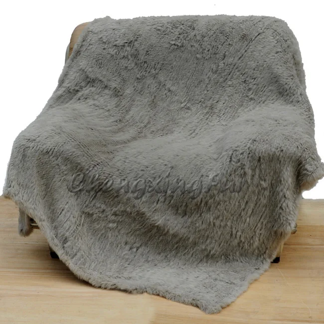 CX-D-16 150X200 см заказное вязаное одеяло из кроличьего меха~ Прямая поставка - Цвет: grey