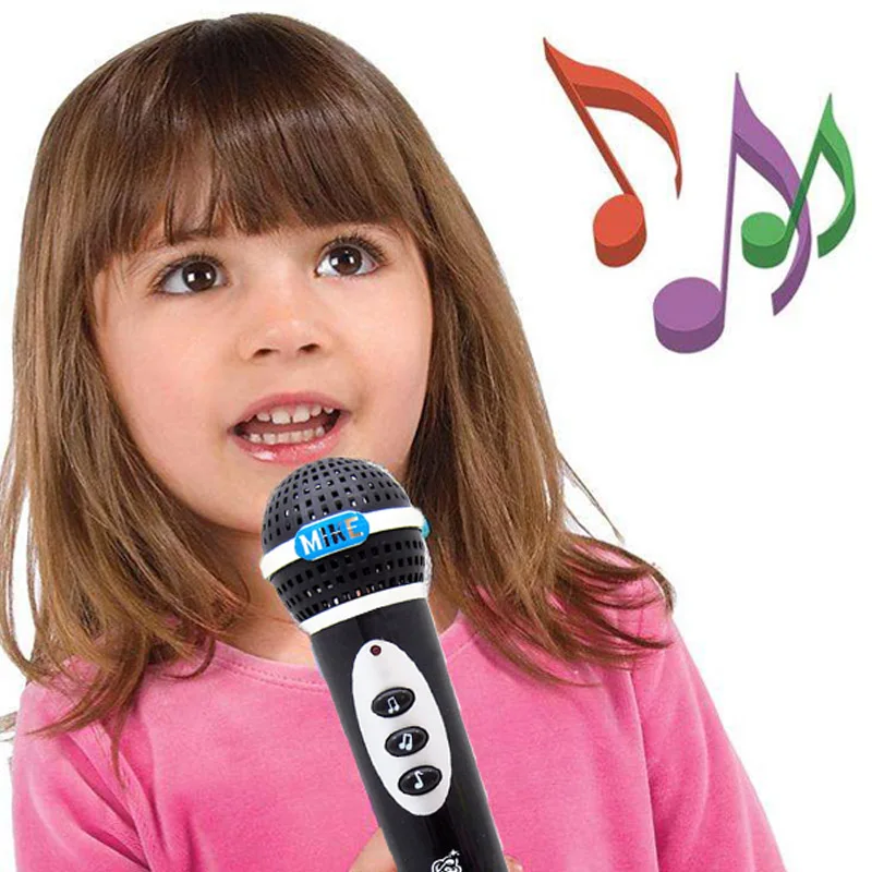 Детские микрофонные игрушки, поющие песенку, Забавные музыкальные игрушки для детей, имитационный микрофон, черный музыкальный инструмент для детей