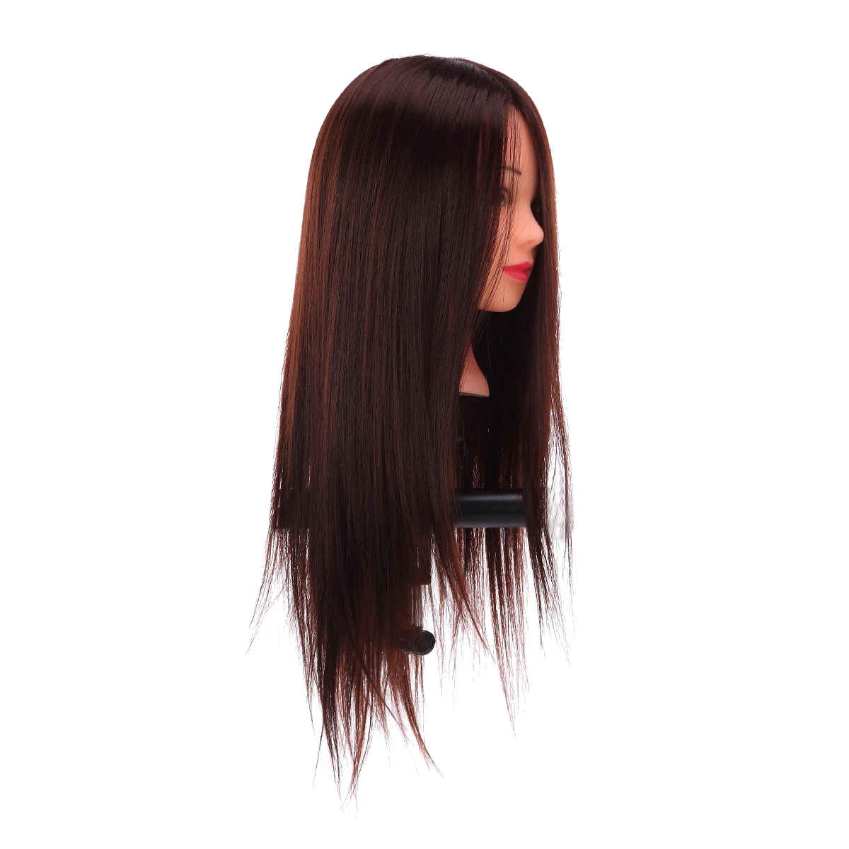 53cm Human Hair Training Mannequin Head Dark Brown Thick with Clamp