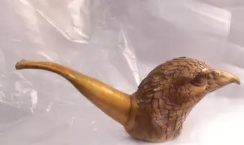 

The China ancient sculpture wood smoke tube metal pipe