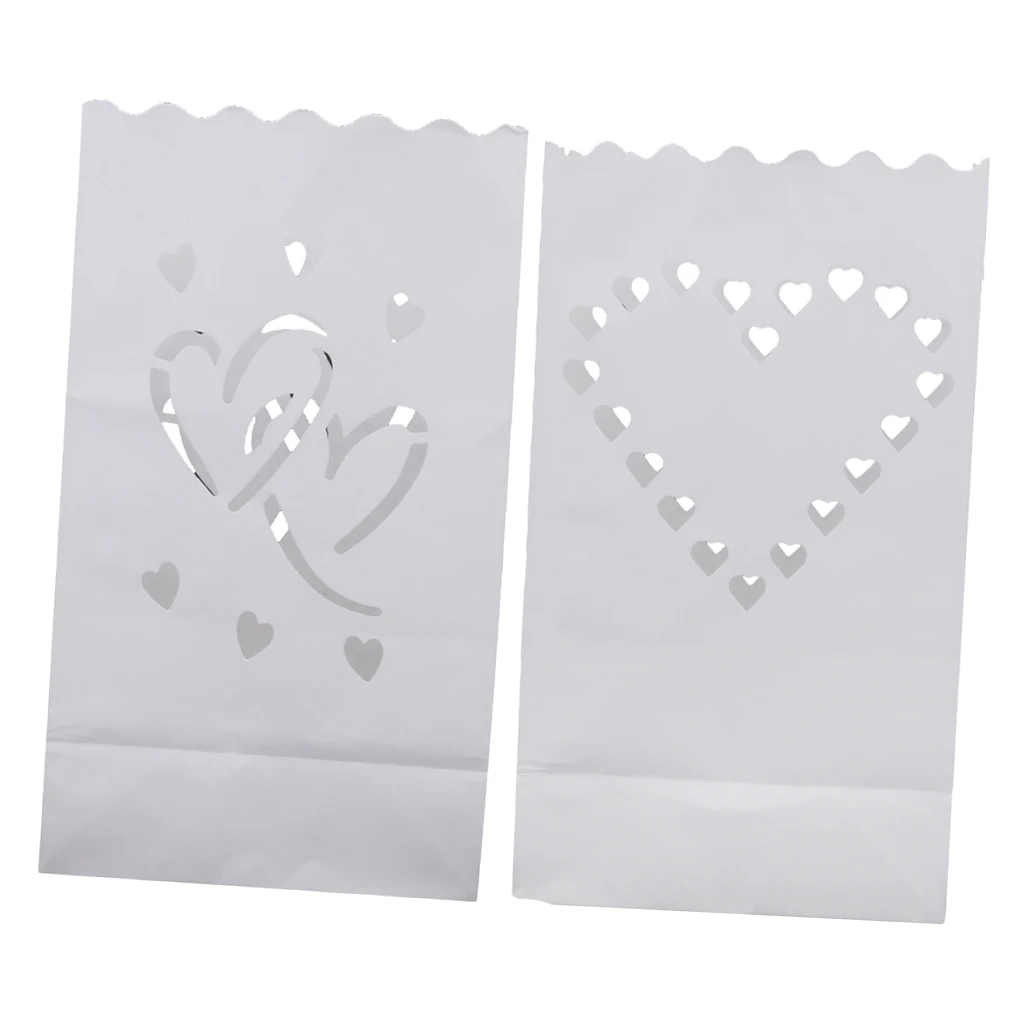 20 Pieces Heart Luminary Candle Lantern Bag Light Paper for Wedding Celebration