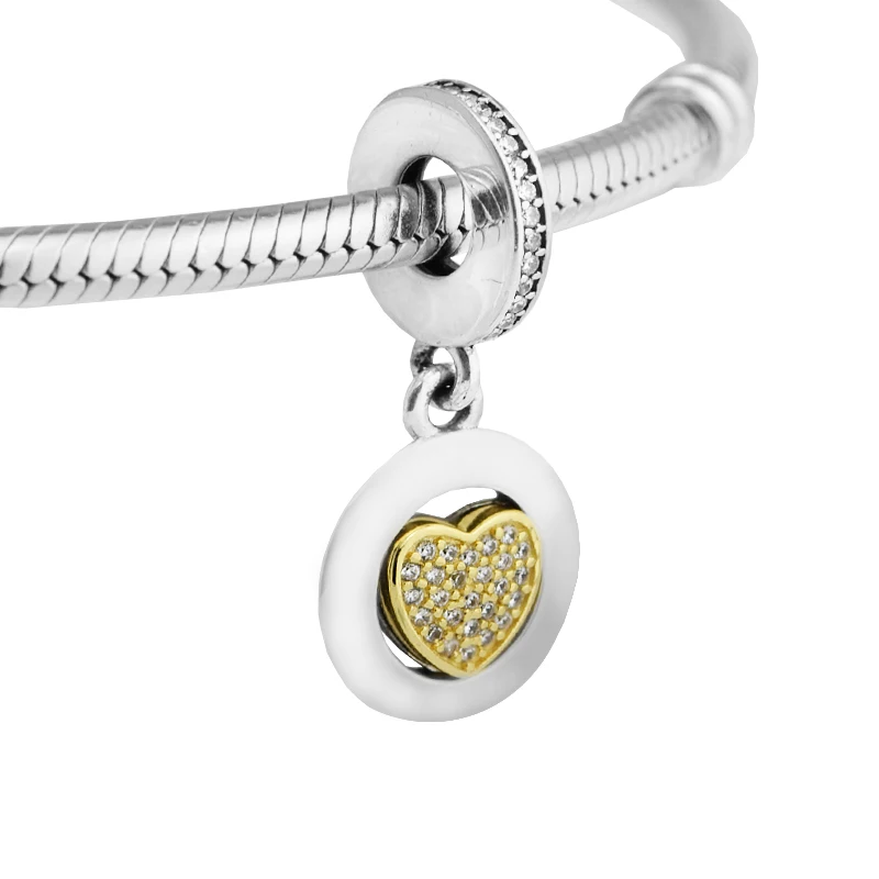 

Fits for Pandora Charms Bracelets Signature Heart Beads 100% 925 Sterling-Silver-Jewelry Free Shipping