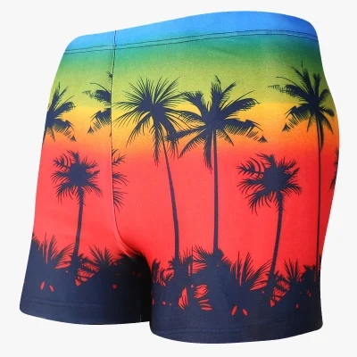 

Swimwear Men Swimming Trunks Push Up Bathing Suit Man Diving Swimsuit Boxer Briefs Coconut Trees Print Beach Sport Shorts