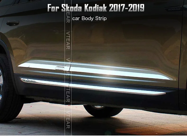 Vtear для Skoda Kodiaq шкода кодиак стильный корпус автомобильной двери защитный молдинг двери на шкода боковая защитная накладка, аксессуары из нержавеющей стали, украшение от потертостей