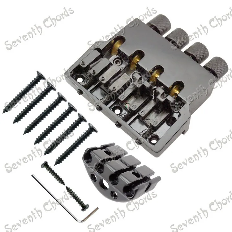 

A Set Black Roller saddle 4 String Bass Guitar Bridge for Headless Bass Guitar accessories