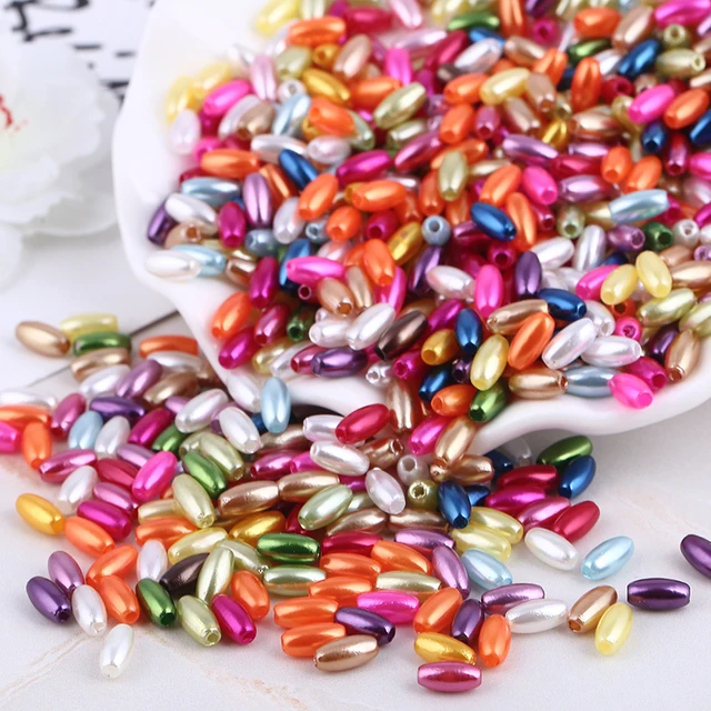 4x8mm 50pcs Oval Imitation Pearl Beads For Clothes Sewing Material