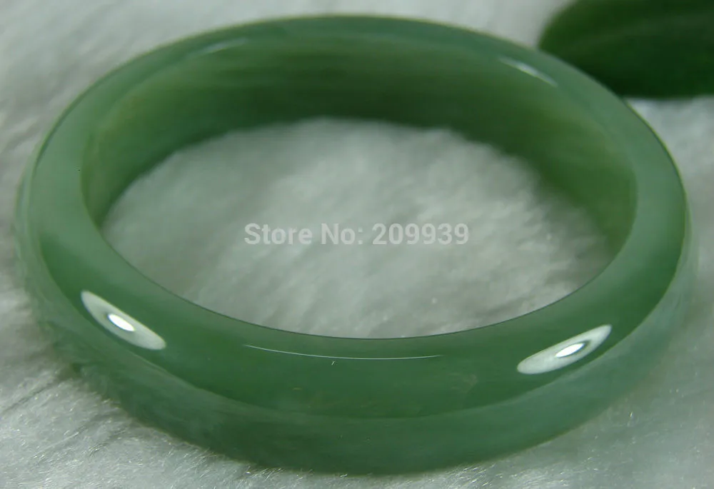 

N674 Certified Natural Green Nephrite Hetian Chinese Jade (A0427) Bracelet 60MM -Bride jewelry free shipping