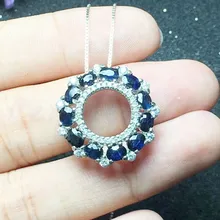 Натуральный сапфир ожерелье кулон серебро 925 Изящные Украшения ручной работы 0.35ct* 11 шт. драгоценных камней# XY18091905