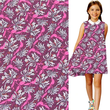 

Mini red and white flower print 100% silk Crepe DE chine silk fabric,SCDC788