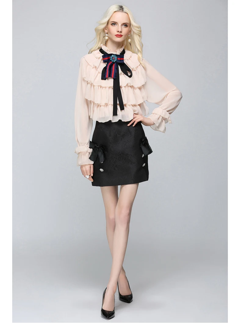 Bow Diamonds Collar Shirts  (13)