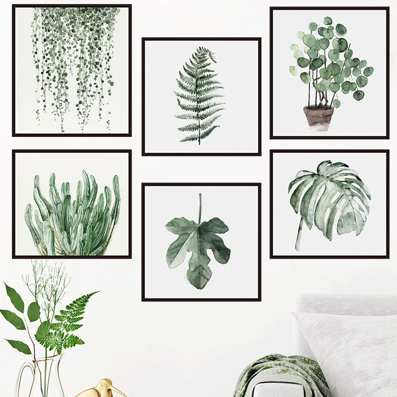 Растения лист бонсай наклейки на стену ПВХ DIY плакат на стену для гостиной украшение диван фон Фреска Искусство домашний декор