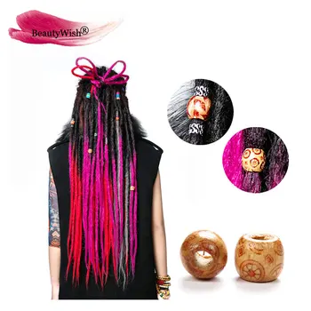 

20Pcs Wooden Dreadlocks bead Mix Color Braiding Hair Beads 5mm Hole beads for dreadlocks hair