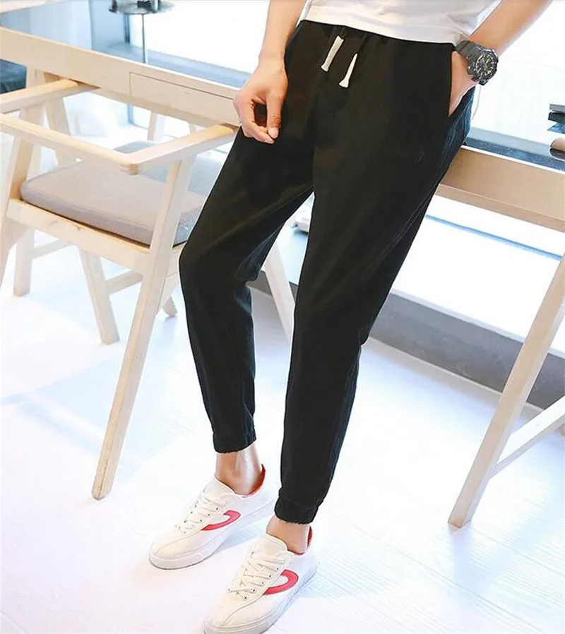 Men New Summer High quality Casual Cotton And Linen Pants Solid Slim All-Match Trousers With Pocket Plus Size Pants M-6XL
