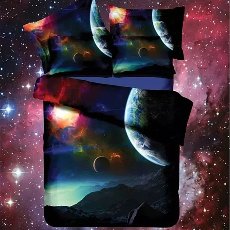 3d Galaxy Bedding Sets Twin/Queen/King Size Universe Outer Space Themed Bedspread Bed Linen Sheets Duvet Cover Starry Sky