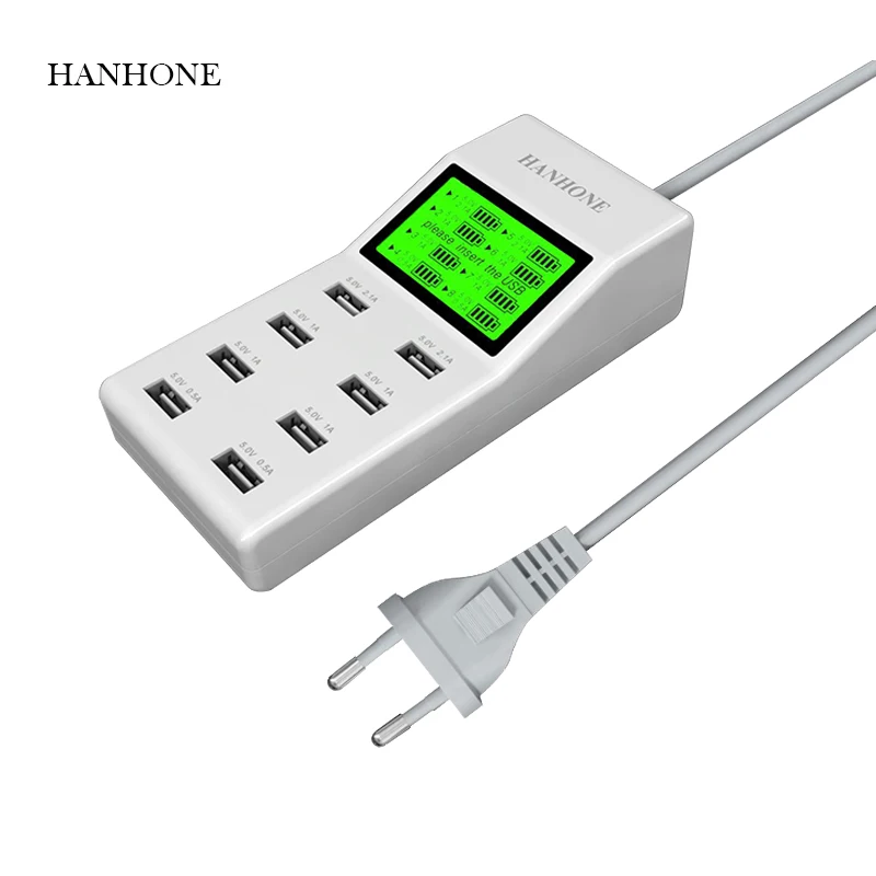 Зарядное устройство HANHONE с 8 USB портами настольное зарядное со светодиодным