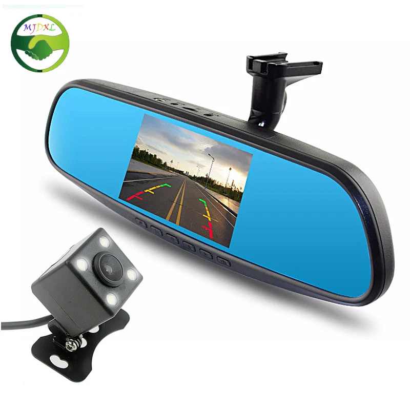 2017 Car DVR Rear View Mirror Monitor with Bracket 1080P Digital Video Recorder G-sensor Parking with 2 Lens + Rearview Camera