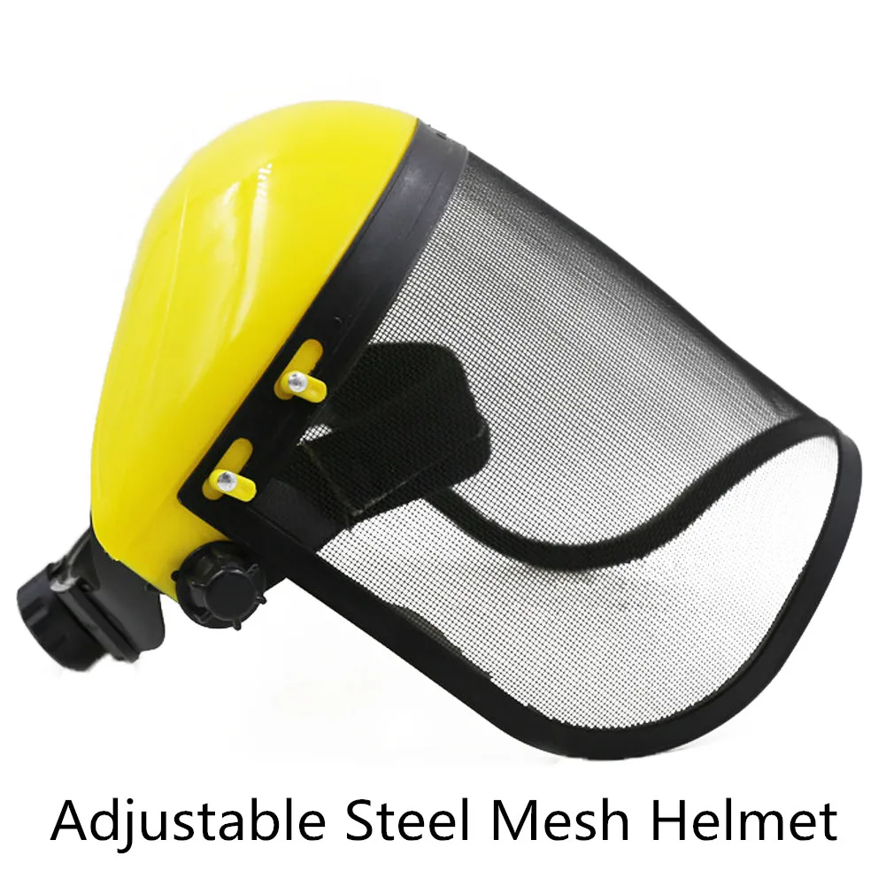 Промышленная безопасность полный щит широкий козырек Прозрачный экран анти-шок экран лица или регулируемый стальной сетки спортивный шлем безопасности - Цвет: Steel Mesh Helmet