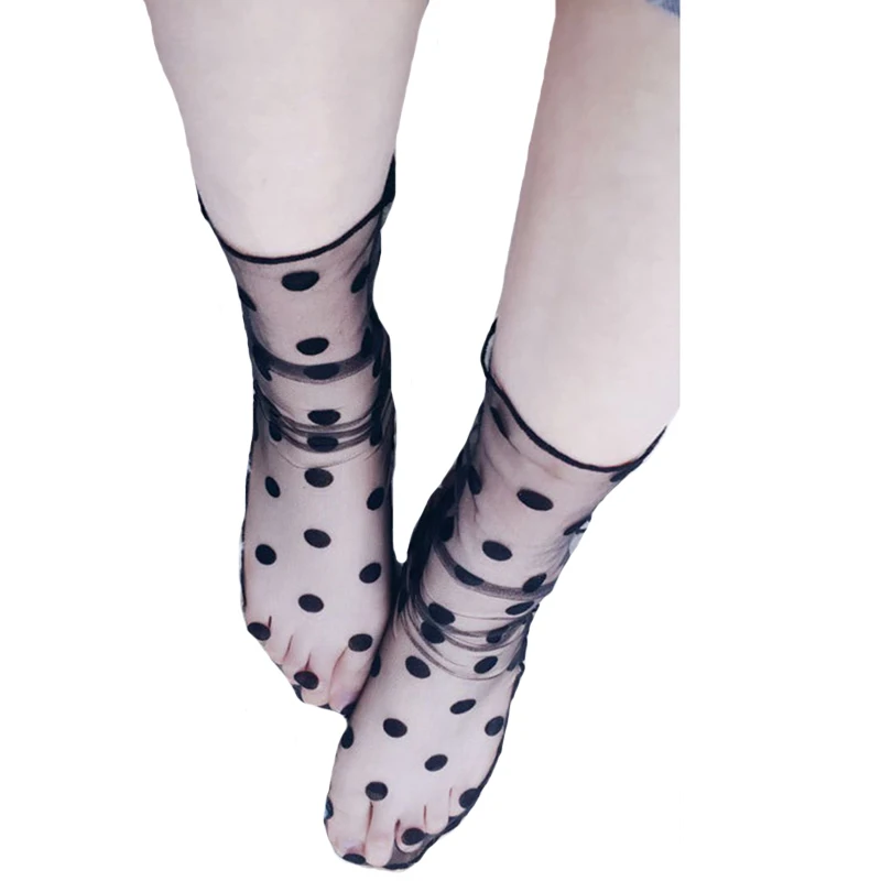 Transparent Polka Dot Lace Mesh Tights for Woman 