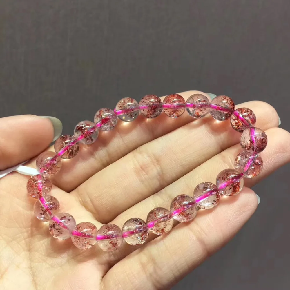 Natural Strawberry Quartz Crystal Bracelet (6)