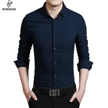 WEONEDREAM/Весенняя модная мужская рубашка с длинными рукавами, однотонные топы с отложным воротником, мужские рубашки, приталенная Мужская одежда, M-4XL