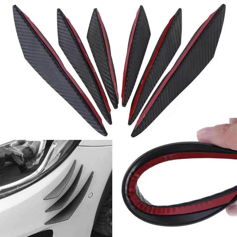 

VODOOL 6pcs Carbon fiber Fit Front Bumper Lip Splitter Fins Body Spoiler Canards Valence Chin for Mercedes Audi BMW Car-styling