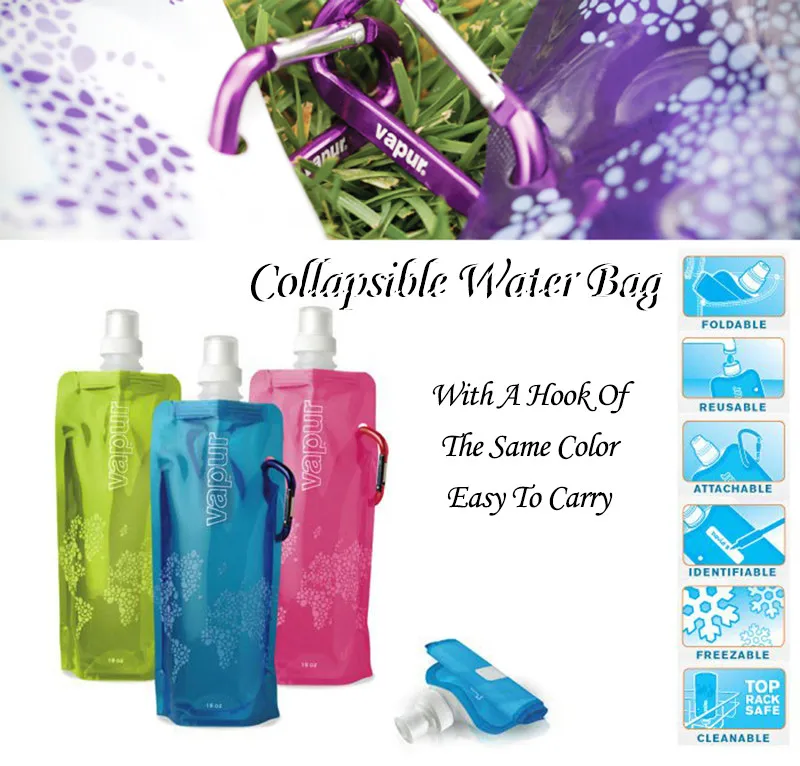 Plastic Water Bags For Drinking Bpa Free Drink Bag Foldable Adult Sports Water Bottle Travel