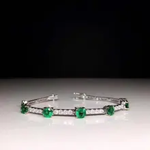 Верность натуральный 4 м колумбийский изумруд браслет s925 стерлингового серебра элегантные ювелирные изделия подарок для женщин натуральный зеленый драгоценный камень