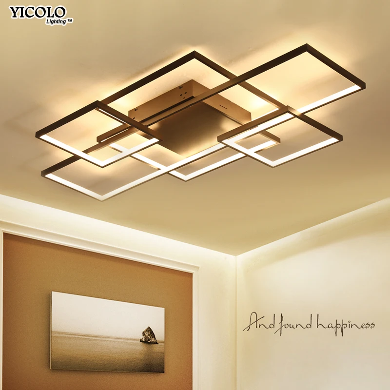 

Square Rings Ceiling Lights Coffee/White Color Modern Led lights for living room bedroom Home deco Dimmable with remote control