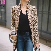 OL Леопардовый принт куртка пальто Женский Повседневный костюм деловой Тонкий спортивный костюм осень весна длинный рукав ветровка Женское пальто