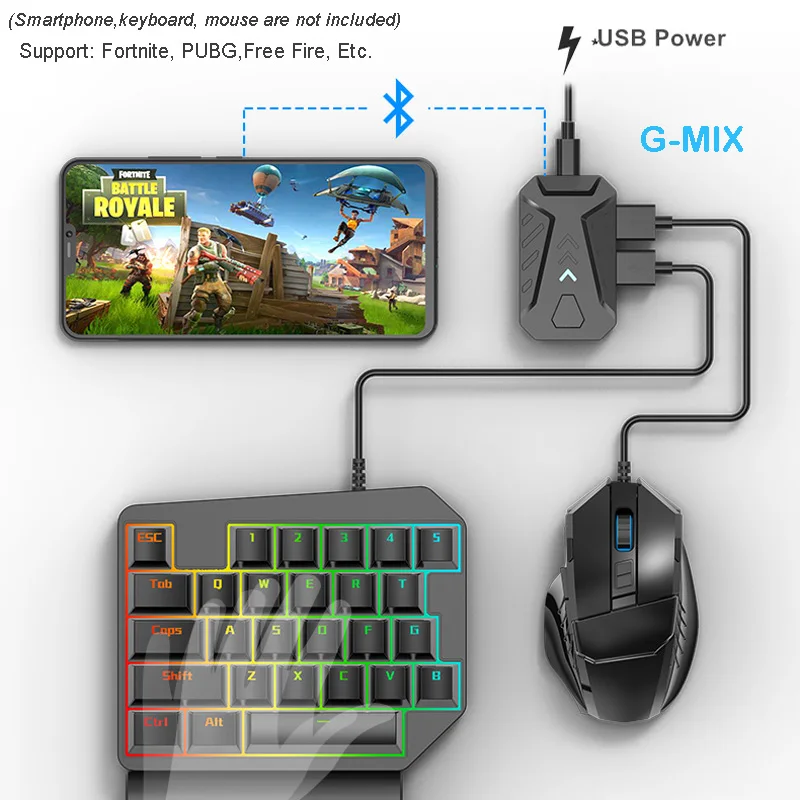  G-Mix Keyboard Mouse Converter PUBG Mobile Controller Gaming Converter Adapter for IOS / Android sm