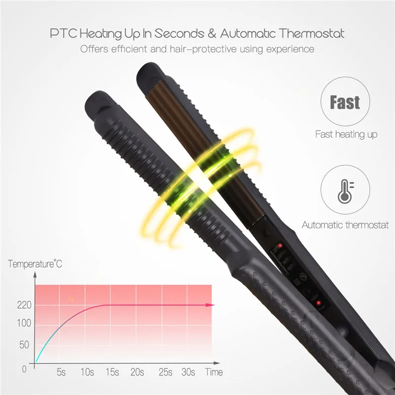 Электрический Профессиональный 24 мм керамический гофрированный плоский утюг PTC быстрый нагрев анион щипцы для волос Утюг волна завивка пластина для волос