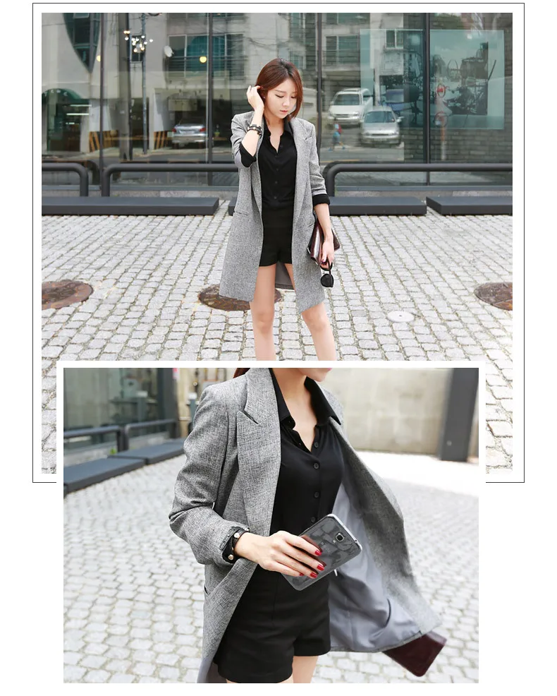 Элегантные женские длинные блейзеры и куртки, Повседневная модная верхняя одежда на одной пуговице, тонкое пальто для лета и осени, большой размер XL XXL