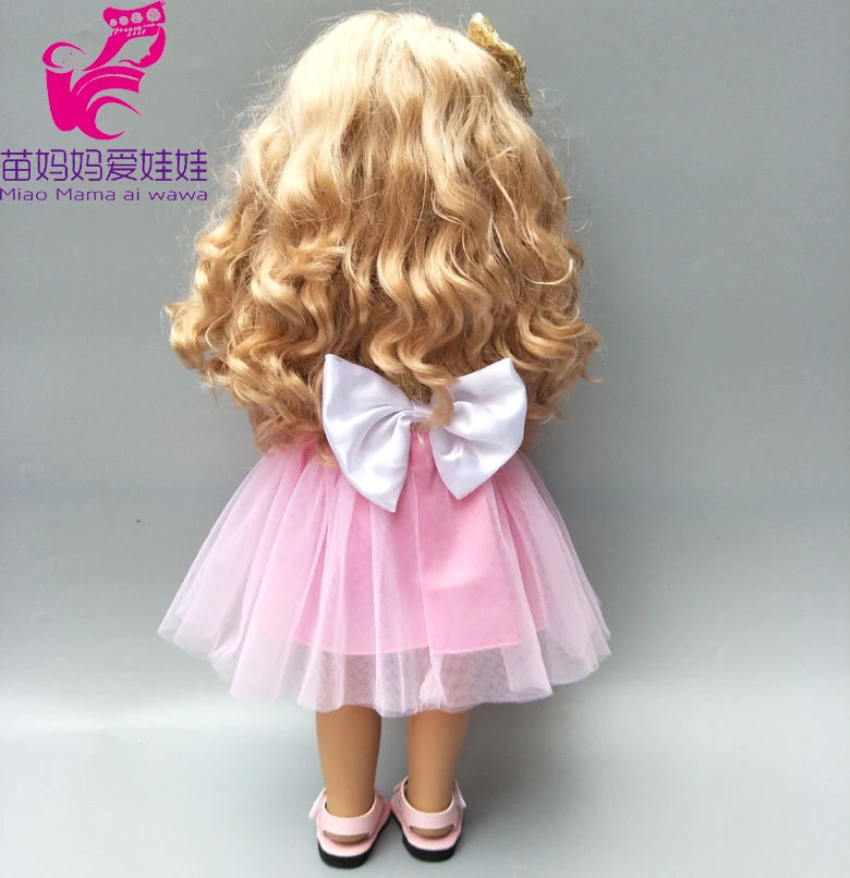 Младенцы Новорожденные куклы розовое платье с бантом для 18 дюймов Кукла блесток розовое платье Кукла Одежда