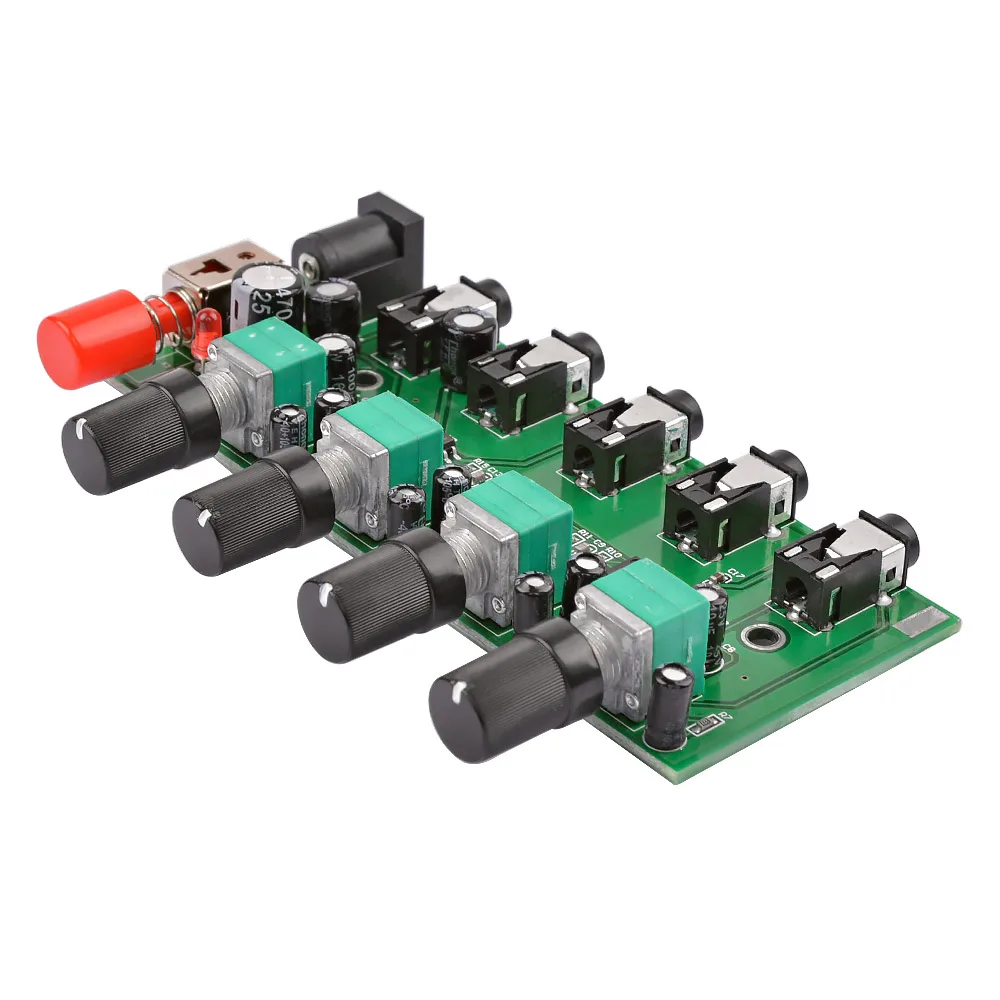 AIYIMA 4 Ways Stereo Audio Mixer Board Drive headphone amplifier Mixing Board DIY NJM3414 Four inputs one output
