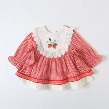 Платье для девочек для свадебной вечеринки; клетчатая одежда для маленьких девочек на день рождения; элегантные Детские платья с вышивкой; 0-3Y