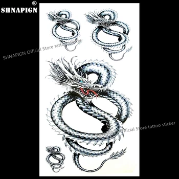 

SHNAPIGN Silver Chinese Dragon Temporary Tattoo Body Art Flash Tattoo Stickers 17*10cm Waterproof Fake Car Styling Wall Sticker