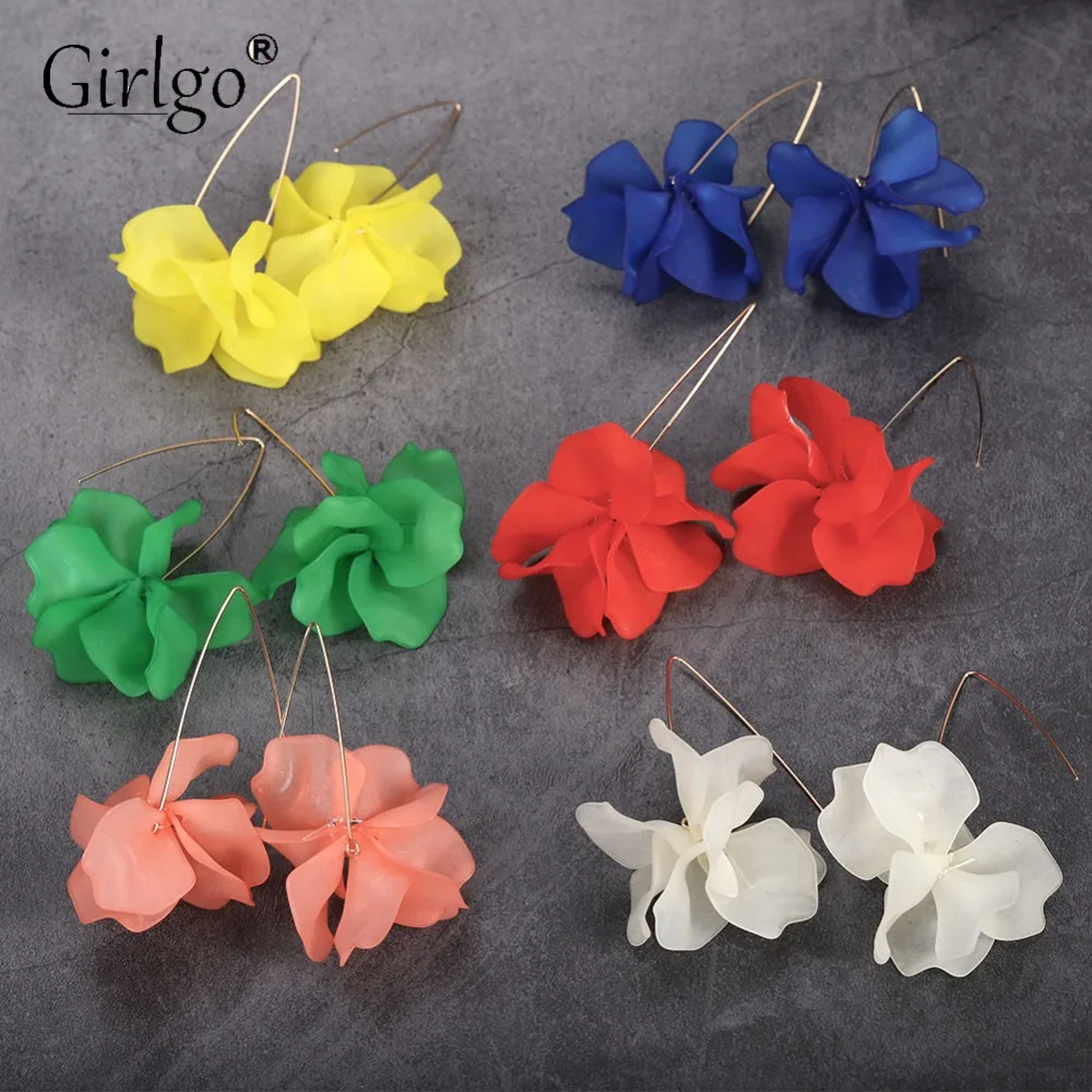 

Girlgo Boho Fashion Acrylic Flower Stud Earrings for Women Multicolored Wedding Party Charm Pendant Jewelry Gifts Wholesale Hot