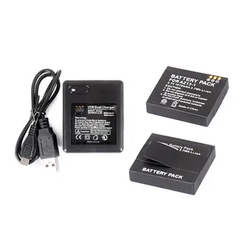 

Set 3.7V 1010mAh Battery with USB Dual Port Battery Charger for Xiaomi Yi XiaoYi AZ13-1 Sports Action DV Camera Accessories