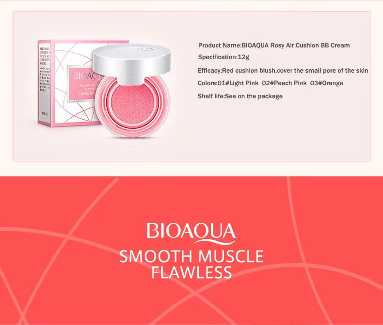 BIOAQUA Air Cushion BB cream Blush makeup CC Cream Concealer Moisturizing Brighten Skin Care Light Long Lasting Foundation