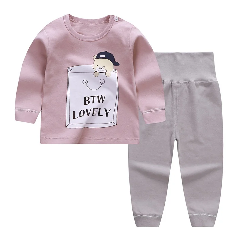 Пижамные комплекты для новорожденных мальчиков и девочек Милая футболка с длинными рукавами и рисунком топы и штаны осенняя одежда для сна для малышей - Цвет: Style 16