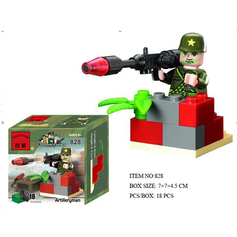18pcs Gun Soldier Building Blocks Enlighten Toys Kids Plastic Kids Toys for Baby Toys for Children Wooden Blocks Gift K2881-828 baby-building-blocks-wooden